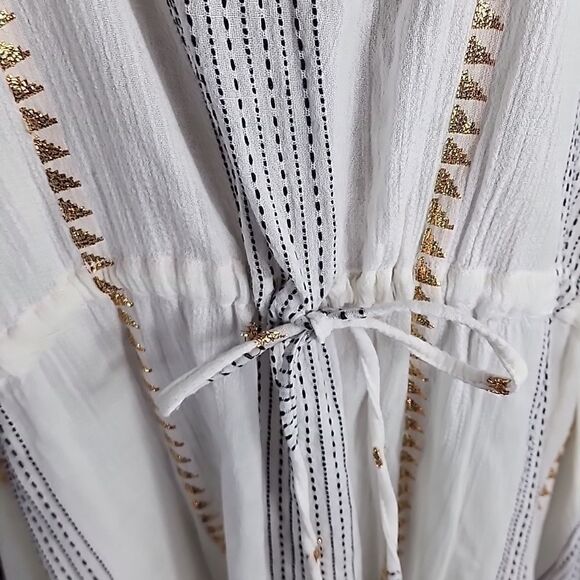 Swimsuit Cover~up with Metallic Thread Detail & Drawstring - Picture 9 of 16